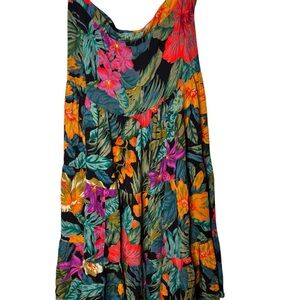 Carole Little vintage Tropical Floral Maxi DressBlackBright Blooms 36 inch waist